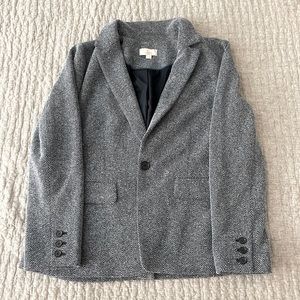 LOFT Petite Black and Blue Chevron Blazer